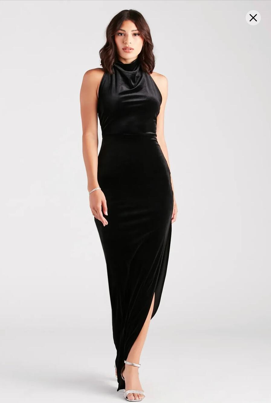 Windsor Mildred Velvet Halter Slit Long Dress
